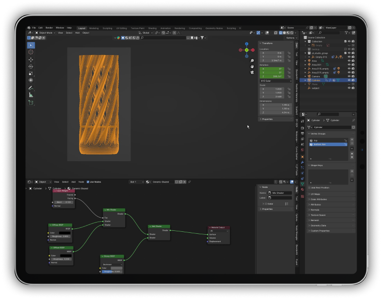 Разработка вращающейся вазы в Blender