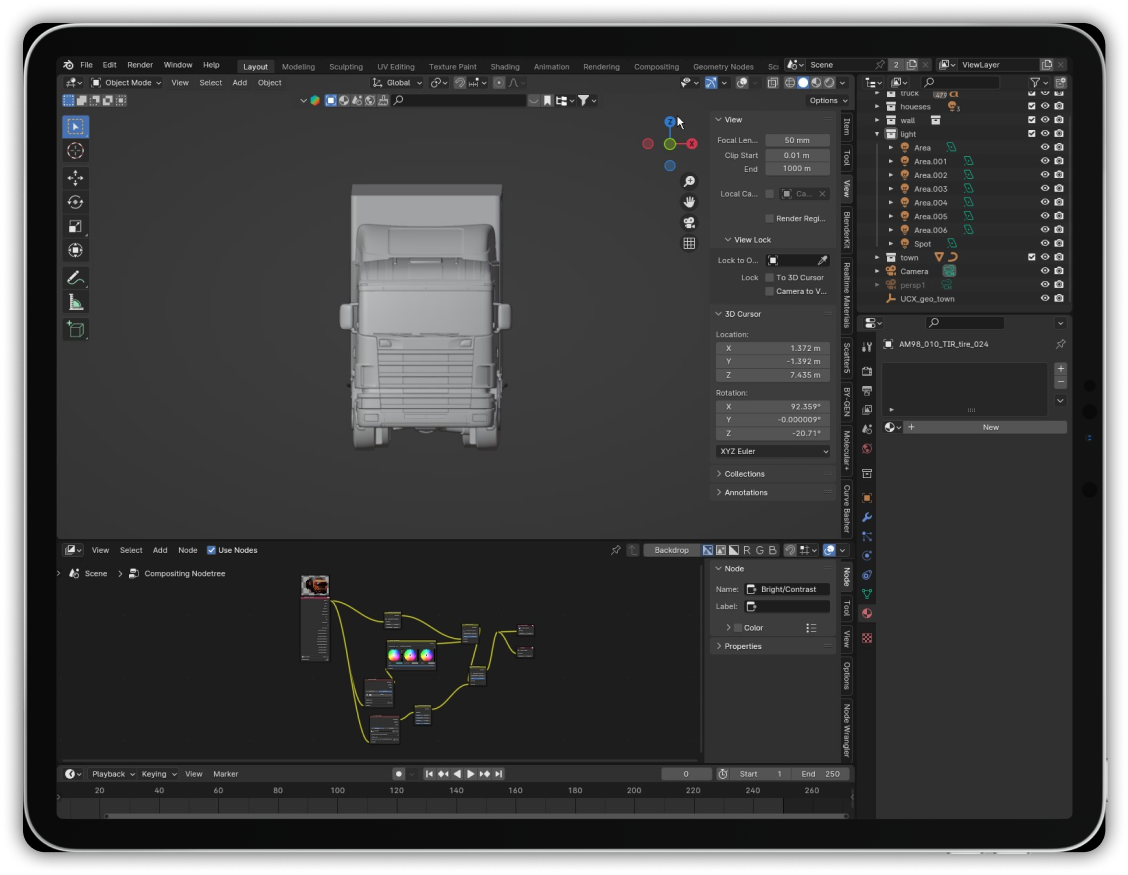 Процесс создания грузовика в Blender для веб сайта